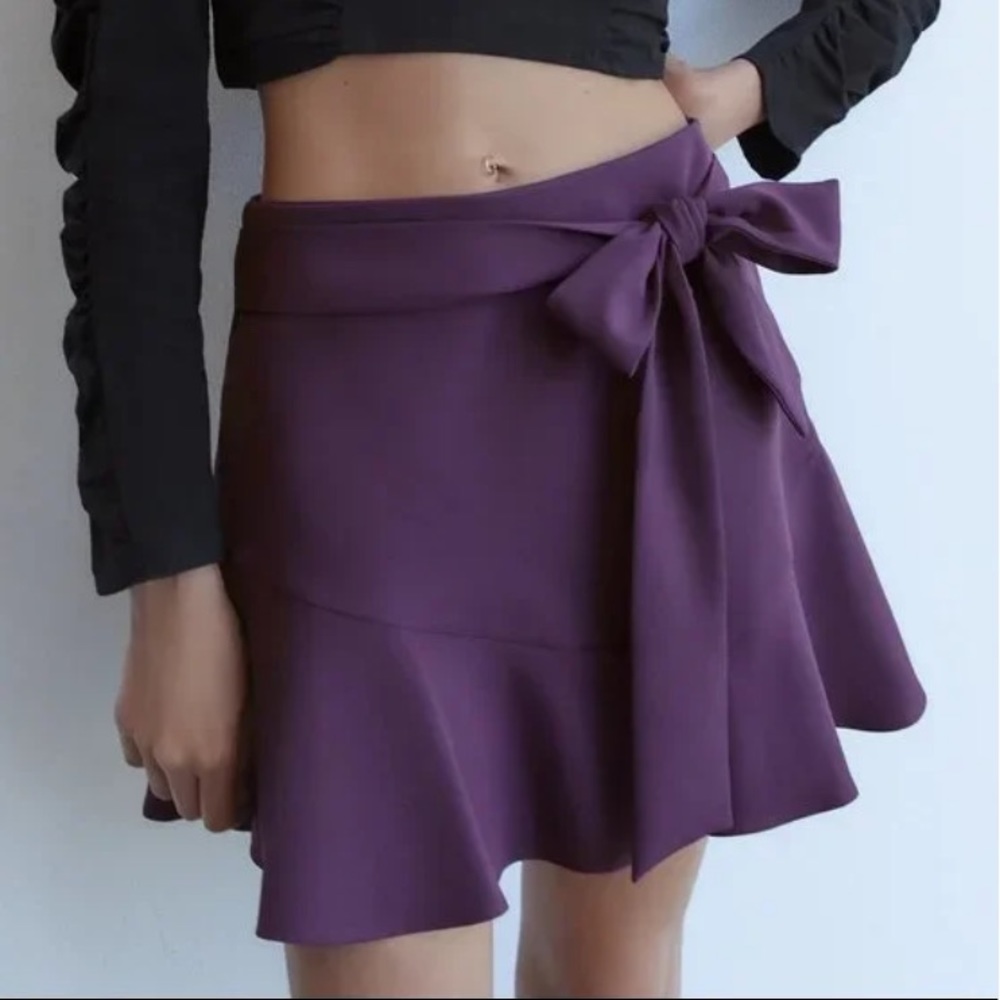 Zara Purple Skort with Tie Waist Size Medium